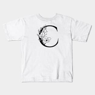 Letter C Monogram - Floral Initial Kids T-Shirt